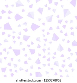 Light Purple vector seamless, isometric pattern with polygonal style. Glitter abstract illustration with triangular shapes. Design for textile, fabric, wallpapers.