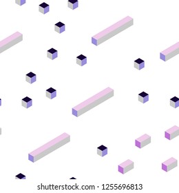 Light Purple vector seamless, isometric cover in polygonal style. Modern abstract illustration with colorful rectangles. Design for textile, fabric, wallpapers.