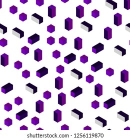 Light Purple vector seamless, isometric backdrop with rhombus. Abstract gradient illustration with rectangles. Design for textile, fabric, wallpapers.