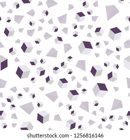 Light Purple vector seamless, isometric pattern with polygonal style with cubes. Decorative design in abstract style with lines, cubes. Design for wallpaper, fabric makers.