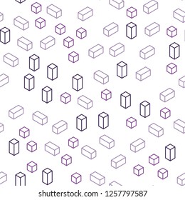 Light Purple vector seamless, isometric template with rhombus. Beautiful illustration with rectangles and squares. Design for textile, fabric, wallpapers.