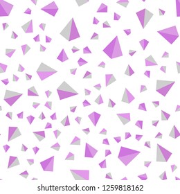 Light Purple vector seamless, isometric background with triangles. Triangles on abstract background with colorful gradient. Pattern for trendy fabric, wallpapers.