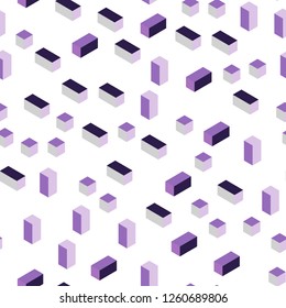 Light Purple vector seamless, isometric cover in polygonal style. Illustration with set of colorful rectangles. Pattern for trendy fabric, wallpapers.