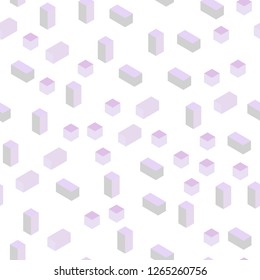 Light Purple vector seamless, isometric backdrop with rhombus. Rectangles on abstract background with colorful gradient. Texture for window blinds, curtains.