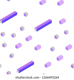 Light Purple vector seamless, isometric background with rectangles. Decorative design in abstract style with rectangles. Pattern for trendy fabric, wallpapers.