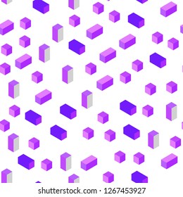 Light Purple vector seamless, isometric background with rectangles. Rectangles on abstract background with colorful gradient. Texture for window blinds, curtains.