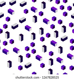 Light Purple vector seamless, isometric backdrop with rhombus. Rectangles on abstract background with colorful gradient. Design for textile, fabric, wallpapers.