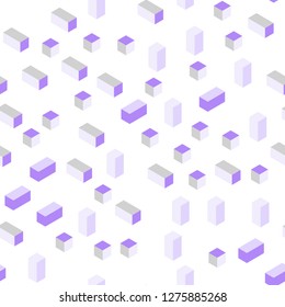 Light Purple vector seamless, isometric texture in rectangular style. Decorative design in abstract style with rectangles. Design for textile, fabric, wallpapers.