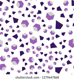 Light Purple vector seamless, isometric cover with triangles, rectangles. Abstract illustration with colorful lines, cubes. Pattern for design of fabric, wallpapers.