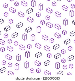 Light Purple vector seamless, isometric backdrop with rhombus. Decorative design in abstract style with rectangles. Texture for window blinds, curtains.
