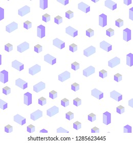 Light Purple vector seamless, isometric cover in polygonal style. Decorative design in abstract style with rectangles. Design for textile, fabric, wallpapers.