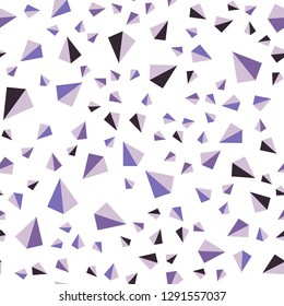 Light Purple vector seamless, isometric template with crystals, triangles. Glitter abstract illustration with triangular shapes. Design for wallpaper, fabric makers.
