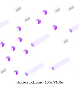 Light Purple vector seamless, isometric layout with lines, rectangles. Decorative design in abstract style with rectangles. Texture for window blinds, curtains.