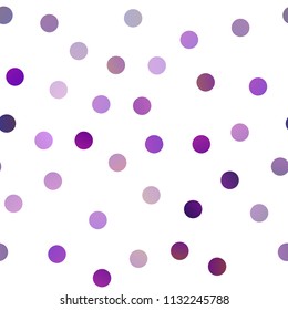 Light Purple vector seamless layout with circle shapes. Blurred decorative design in abstract style with bubbles. Pattern can be used as texture of water, rain drops.