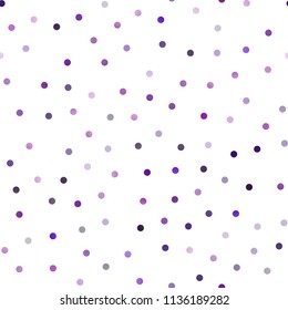 Light Purple vector seamless layout with circle shapes. Blurred decorative design in abstract style with bubbles. The pattern can be used for aqua ad, booklets.