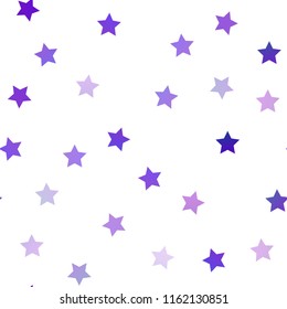 Light Purple vector seamless layout with bright stars. Decorative shining illustration with stars on abstract template. The pattern can be used for new year ad, booklets.