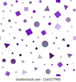 Light Purple vector seamless layout with circles, lines, rectangles. Circles, lines, rhombus with colorful gradient. Pattern for design of window blinds, curtains.
