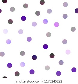 Light Purple vector seamless layout with circle shapes. Beautiful colored illustration with blurred circles in nature style. New design for ad, poster, banner of your website.