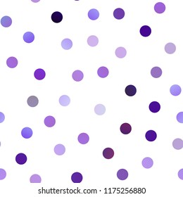 Light Purple vector seamless layout with circle shapes. Modern abstract illustration with colorful water drops. The pattern can be used for beautiful websites.