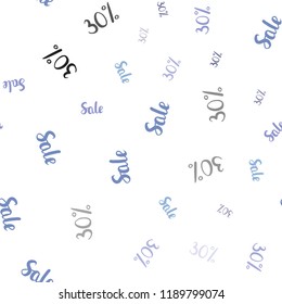 Light Purple vector seamless layout with discount of 30%. Colored words of sales with gradient on white background. Backdrop for super sales on Black Friday.