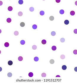 Light Purple vector seamless layout with circle shapes. Illustration with set of shining colorful abstract circles. The pattern can be used for aqua ad, booklets.