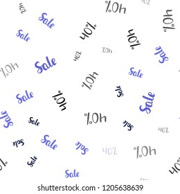 Light Purple vector seamless layout with discount of 40%. Colorful set of  percentage signs in simple style. Backdrop for mega promotions, discounts.
