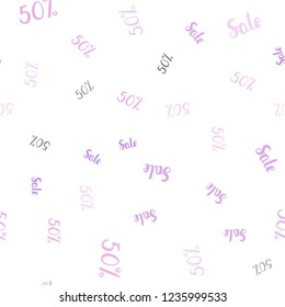 Light Purple vector seamless layout with discount of 50%. Colorful set of  percentage signs in simple style. Template for season sales, shopping ads.