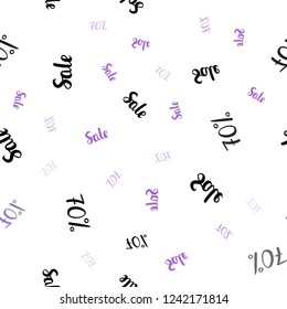 Light Purple vector seamless layout with discount of 70%. Illustration with signs of sales on abstract template. Backdrop for mega promotions, discounts.