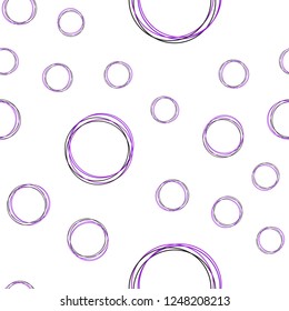 Light Purple vector seamless layout with circle shapes. Blurred decorative design in abstract style with bubbles. Texture for window blinds, curtains.