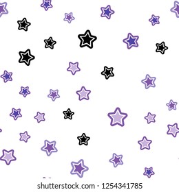 Light Purple vector seamless layout with bright stars. Modern geometrical abstract illustration with stars. Texture for window blinds, curtains.