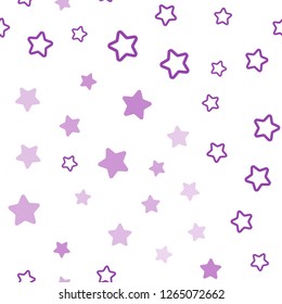 Light Purple vector seamless layout with bright stars. Glitter abstract illustration with colored stars. Pattern for design of fabric, wallpapers.