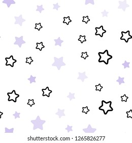 Light Purple vector seamless layout with bright stars. Blurred decorative design in simple style with stars. Pattern for trendy fabric, wallpapers.
