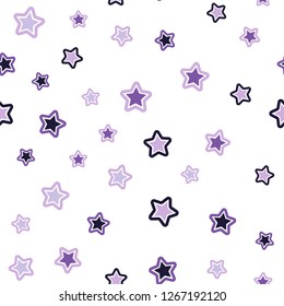 Light Purple vector seamless layout with bright stars. Glitter abstract illustration with colored stars. Pattern for design of fabric, wallpapers.