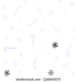 Light Purple vector seamless layout with christmas sweet desserts.