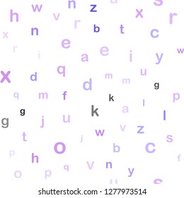 Light Purple vector seamless layout with latin alphabet. Shining illustration with ABC symbols on abstract template. Pattern for design of fabric, wallpapers.