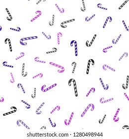 Light Purple vector seamless layout with christmas sweet desserts.