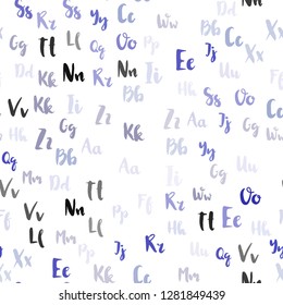 Light Purple vector seamless layout with latin alphabet. Colored alphabet signs with gradient on white background. Design for textile, fabric, wallpapers.