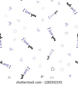 Light Purple vector seamless layout with sweet hearts. Beautiful colored illustration with hearts in celebration style. Design for ad, poster, banner of Valentine Day.