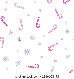 Light Purple vector seamless layout with christmas sweet desserts.