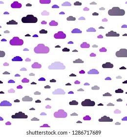 Light Purple vector seamless layout with cloudscape. Colorful illustration with abstract clouds. Design for textile, fabric, wallpapers.