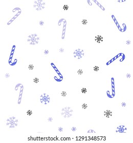 Light Purple vector seamless layout with christmas sweet desserts.