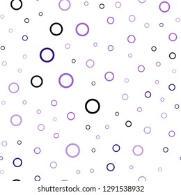 Light Purple vector seamless layout with circle shapes. Illustration with set of shining colorful abstract circles. Pattern can be used for futuristic ad, booklets.