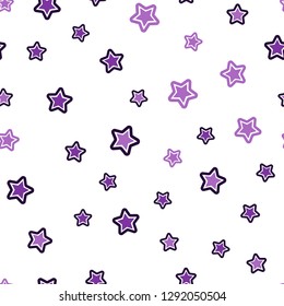 Light Purple vector seamless layout with bright stars. Modern geometrical abstract illustration with stars. Texture for window blinds, curtains.