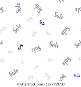 Light Purple vector seamless layout with discount words. Illustration with signs of sales on abstract template. Design for business ads, commercials.