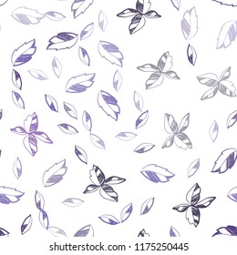 Light Purple vector seamless natural backdrop with leaves. Brand new colored illustration in blurry style with leaves. Pattern for trendy fabric, wallpapers.