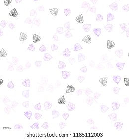 Light Purple vector seamless natural backdrop with leaves. Decorative illustration with doodles on abstract template. Template for business cards, websites.