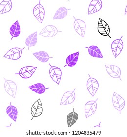 Light Purple vector seamless natural artwork with leaves. Decorative illustration with doodles on abstract template. Pattern for design of window blinds, curtains.