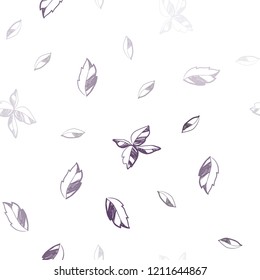 Light Purple vector seamless natural pattern with leaves. Colorful abstract illustration with leaves in doodle style. Template for business cards, websites.