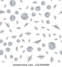 Light Purple vector seamless natural background with leaves, flowers. Modern abstract illustration with leaves and flowers. Template for business cards, websites.
