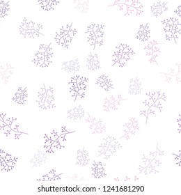 Light Purple vector seamless natural backdrop with branches. Sketchy doodles on white background. Template for business cards, websites.